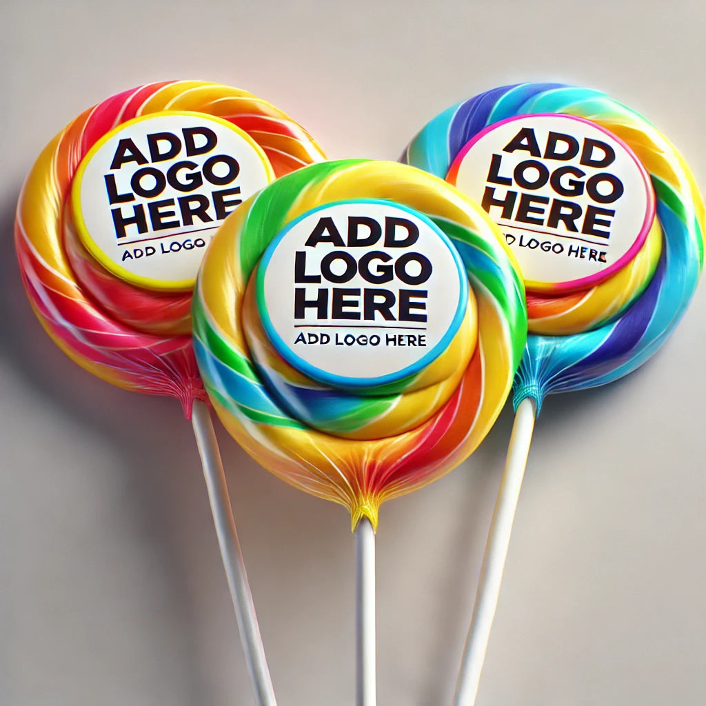 BRANDED RAINBOW 7CM LOLLIPOPS