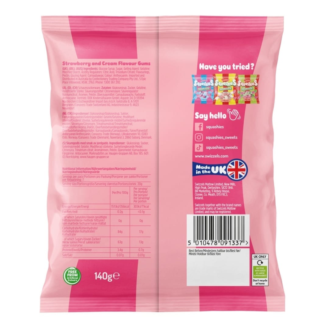 Squashies Strawberry and Cream Flavour Drumstick 140g